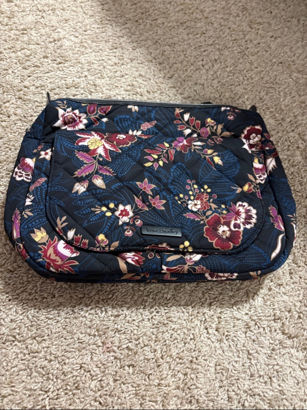 Vera Bradley Navy Quilted Crossbody  with Floral Print